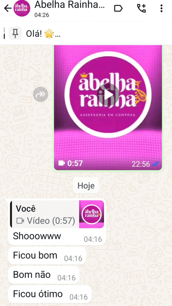 Print de feedback de cliente da Abelha Rainha elogiando o trabalho realizado por Willian Rampasso.