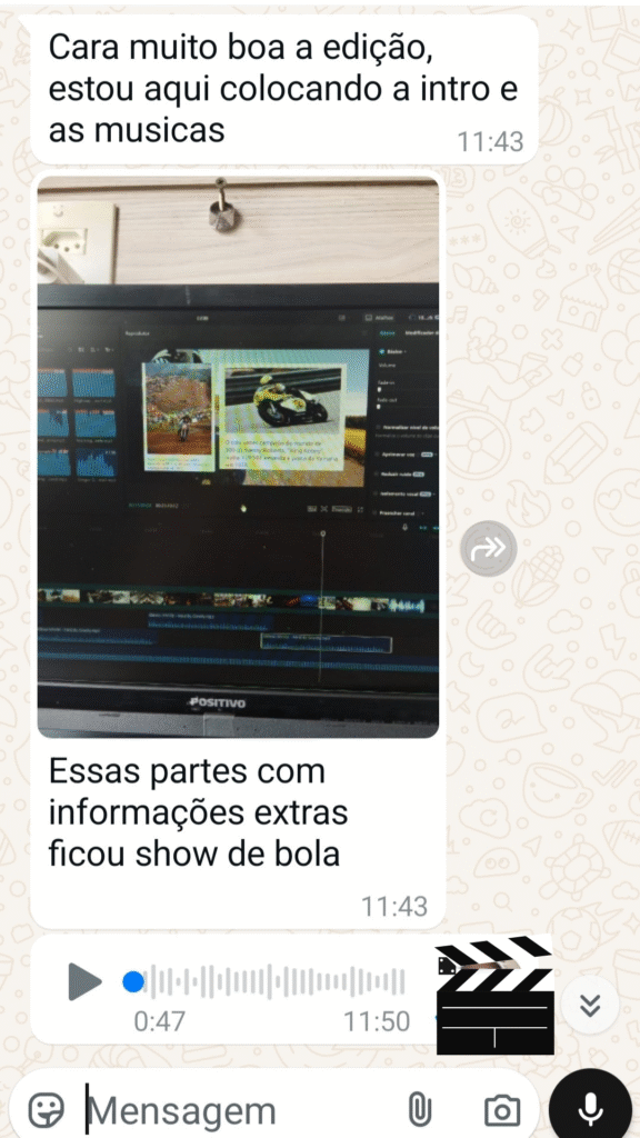 Print de mensagem de cliente comentando positivamente os resultados obtidos com o trabalho de Willian Rampasso.